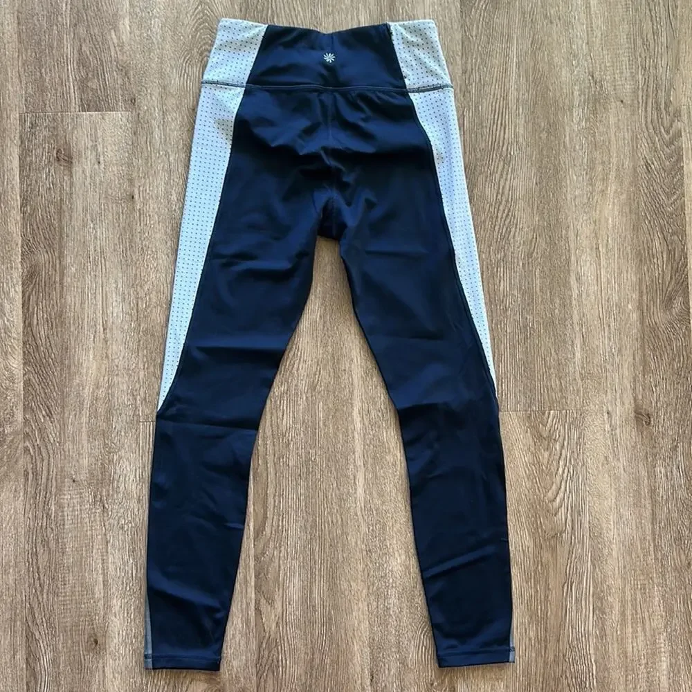 Athleta Contender 7/8 Tight‎ Leggings Blue & White Size XS